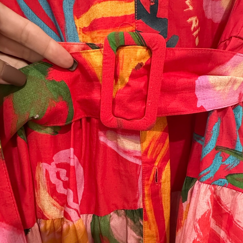 FARM Rio Red Multicolor Midi Dress - Picture 4 of 14